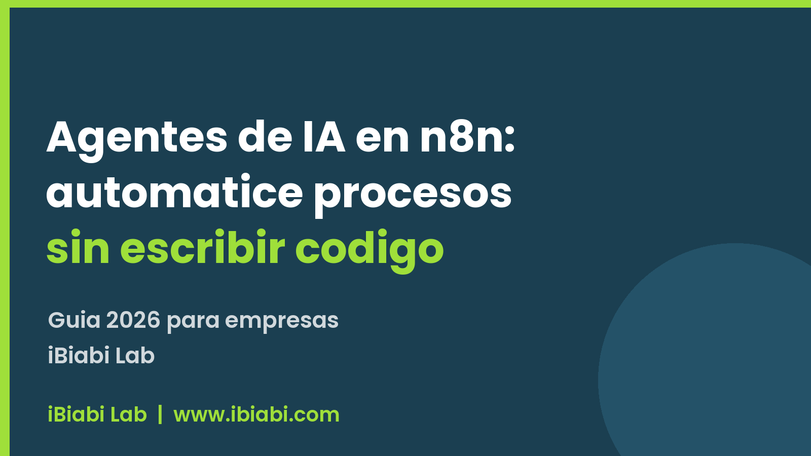 Agentes de IA en n8n: cómo delegar procesos de tu empresa — guía 2026 de iBiabi Lab