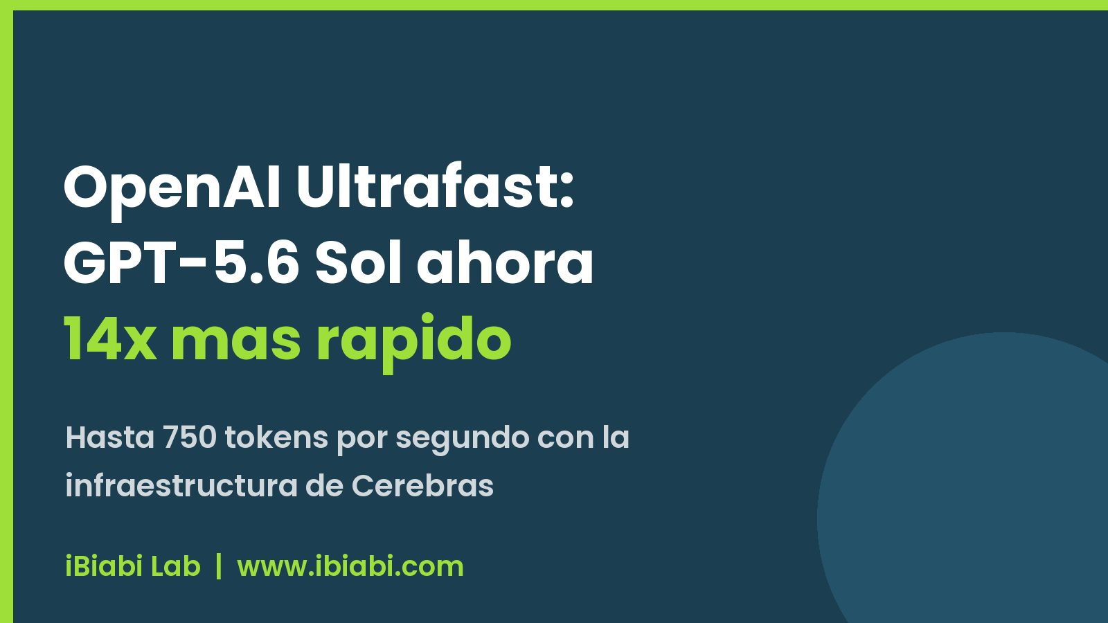 OpenAI Ultrafast: GPT-5.6 Sol 14x más rápido — banner iBiabi Lab